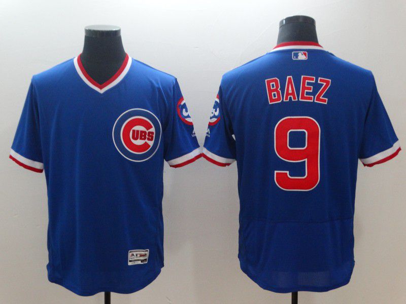 Men Chicago Cubs #9 Baez Blue Elite Throwback MLB Jerseys->chicago cubs->MLB Jersey